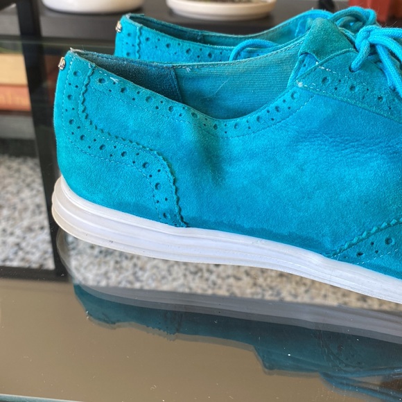 Cole Haan turquoise suede lace up oxfords - Picture 5 of 7